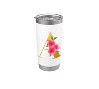 Floral A Alphabet Cute Initial Monogram Letter A Graphic Vaso térmico de acero inoxidable de doble pared