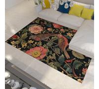 Floral Alfombra 180x270 de área Botánica Vintage Cocina Camino Alfombrilla Azul Marino Oscuro Estampado Tapete Lavables Pelo bajo Zona Juego Decoración casa Campo Antideslizante para