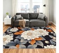 Floral Alfombra 200x290cm, Vintage Floral Alfombras for Living Room | Large Washable Soft Low Pile Non-Slip Moqueta for Bedroom Home Decor Mat