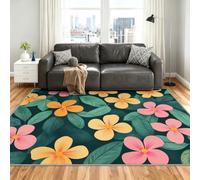 Floral Alfombra 80x120cm, Bohp Floral Alfombras for Bedroom | Small Washable Low Pile Non-Slip Moqueta for Living Room Kitchen Home Decor Mat