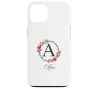 Floral Alice Nombre Flores Nombre Personalizado Alice Carcasa para iPhone 13