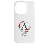 Floral Alice Nombre Flores Nombre Personalizado Alice Carcasa para iPhone 14 Pro