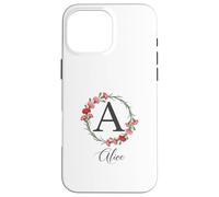 Floral Alice Nombre Flores Nombre Personalizado Alice Carcasa para iPhone 16 Pro MAX