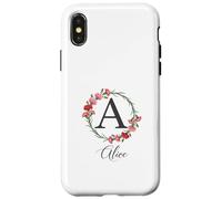 Floral Alice Nombre Flores Nombre Personalizado Alice Carcasa para iPhone X/XS