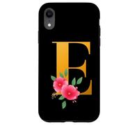 Floral Alphabet E Cute Initial Monogram Letter E Graphic Carcasa para iPhone XR