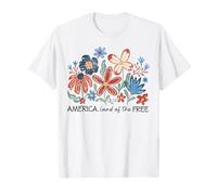 Floral America Land Of The Free, 4 de julio USA Patriotic Camiseta