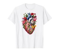 Floral Anatomical Heart Spring Lover Nurse Camiseta