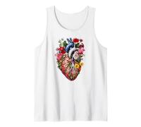 Floral Anatomical Heart Spring Lover Nurse Camiseta sin Mangas