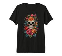 Floral Azúcar Cráneo Flor Tulipán Rosa Halloween Cottagecore Camiseta Premium