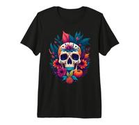 Floral Azúcar Cráneo Flor Tulipán Rosa Halloween Cottagecore Camiseta Premium