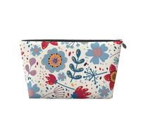 Floral Azul y Rojo, Bolsa de artículos de tocador Bolsa de Maquillaje Bolsa de cosméticos Bolsa de artículos de tocador de Viaje portátil
