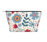Floral Azul y Rojo, Bolsa de artículos de tocador Bolsa de Maquillaje Bolsa de cosméticos Bolsa de artículos de tocador de Viaje portátil