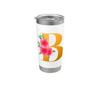 Floral B Alphabet Cute Initial Monogram Letter B Graphic Vaso térmico de acero inoxidable de doble pared