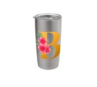 Floral B Alphabet Cute Initial Monogram Letter B Graphic Vaso térmico de acero inoxidable de doble pared