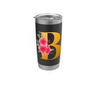 Floral B Alphabet Cute Initial Monogram Letter B Graphic Vaso térmico de acero inoxidable de doble pared