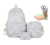 Floral Backpack - 6.3 inWomen Flower Print Bookbag with Sling Bag and Pouch