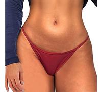 Floral Bajo G Bordado Bragas Tanga Cintura Mujeres Calzoncillos de Tanga de Cadena delgada sin costuras hueco Ropa interior, Vino, 3XL