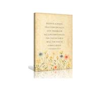 Floral Bible Verse Poster 1 Thessalonians 5 16 18 Rejoice Always Pray Without Ceasing Give Thanks Wall Art Scripture Print Christian Gift(Unframed,16x24inch(40x60cm))