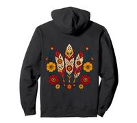 Floral Boho Plumas Motivos Folk Ornamental Tribal Western Sudadera con Capucha