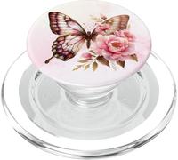 Floral Butterflies & Flowers Phone Grip Light Pink Butterfly PopSockets PopGrip para MagSafe