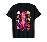 Floral Calamar Mar Conchas Estrellas de Mar Camiseta