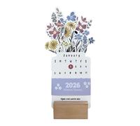 Floral Calendar - 19.7x9.3x3cm Monthly Planner Display, Desk Schedule Organizer, Decorative Tabletop Stand | Practical Date Tracker for Window Cabinet Kitchen Counter Party Shelf Decor
