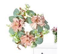 Floral Candle Ring Wreath - Artificial Flower Candle Holder with Eucalyptus Accents | Farmhouse Style Centerpiece for Valentine’s, Weddings, Home Gatherings, Spring Decor, Romantic Table Display, Part