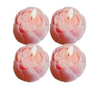 Floral Candle Set - Romantic Natural Glow for Valentines | Paraffin Soy Wax Blend, Peach Oolong Fragrance, 4 Piece Decorative Pack, Dining Living Room Bathroom Hotel Party Gift Women