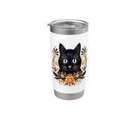 Floral Cat Amidst Bloomin Flowers Feline Animal Lovers Vaso térmico de acero inoxidable de doble pared