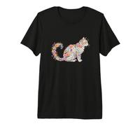 Floral Cat Women Gift - Watercolor Botanical Lover Camiseta Premium