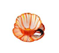 Floral Ceramic Coffee Mug And Saucer Set Afternoon Tea Cup Creative Gift For Home Cafe(Red)