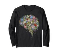 Floral Cerebro Anatomía Abstracto Naturaleza Arte Manga Larga