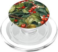 Floral Christmas Pattern For Grandma Red Holly Berries PopSockets PopGrip para MagSafe