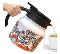 Floral Coffee Kettle, Floral Pattern Teapot, Insulated Steel Maker with Rustproof Design, Beverage Pouring Pot for Tea Lemonade Juice Kitchen Accessories, for Dining Breakfast Party Daily Use