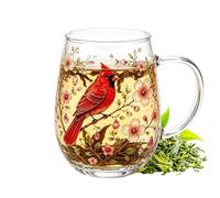 Floral Coffee Mugs - Vintage Glass Cup | Hummingbird Wildflower Design