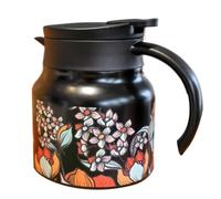 Floral Coffee Teapot, Insulated Steel Kettle, Rustproof Beverage Maker with Elegant Design, Kitchen Pouring Pot for Tea Lemonade Juice Dining Accessories, for Breakfast Party Daily Use