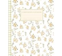 Floral Composition Notebook: Super Cute Cottagecore Pastel Beige, Orange & Green Checkered Coquette Vintage Aesthetic College Ruled Journal for Girls, ... Teens; Y2K Cool Preppy Girly School Supplies