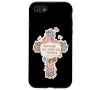 Floral con Dios Todas Las Cosas Son posibles Mateo 19:26 Biblia Carcasa para iPhone SE (2020) / 7/8