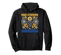 Floral Concienciación Síndrome de Down Lazo Azul Amarillo Sudadera con Capucha