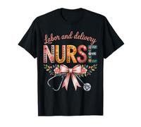 Floral Coquette Labor and Delivery Nurse with Bow Style Camiseta