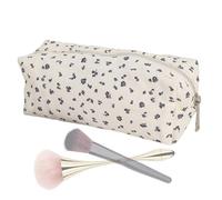 Floral Cosmetic Bag Makeup, Brush Storage Organizer Aid, Travel Canvas Toiletry Tool with Smooth Texture, Sleek Radiant Accessory with Style, Beauty Solution for Women Girls 7.09x2.36x2.76 inches