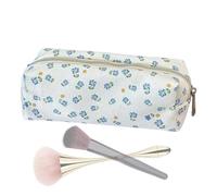 Floral Cosmetic Bag Makeup, Brush Storage Organizer Aid, Travel Canvas Toiletry Tool with Smooth Texture, Sleek Radiant Accessory with Style, Beauty Solution for Women Girls 7.09x2.36x2.76 inches