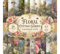 Floral Cottage Garden Scrapbook Paper: 20 Double-Sided Sheets, 20 Unique Designs, 8.5" x 8.5" Painted Watercolor Craft Pad Featuring English Country ... Lavender and Bumblebees for Junk Journals