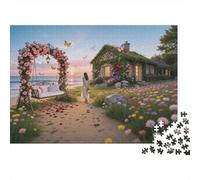 Floral Cottage Puzzle for Niños y Niñas 1000 Piezas Reciclable Coastal Sunset Puzzle Divertido and Challenging Juego Familiar Great Regalo Idea for Childde Birthday 70x50cm/1000piezas