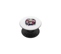 Floral Cráneo Botánico Corona Arte Oscuro Ilustración PopSockets PopGrip Adhesivo