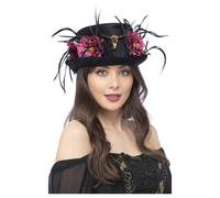 Floral Cuerno Top Sombrero Mujer de Lujo Halloween Accesorio de Disfraz + Flores