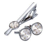 Floral Cufflinks Necktie Clip for Tie Pin for Mens Gift Classic Pattern Tie Bar Cufflinks Tie Clip Set