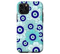 Floral Daisies Evil Eye Turkish Arabesque Eyeball Teal Carcasa para iPhone 11 Pro