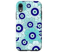 Floral Daisies Evil Eye Turkish Arabesque Eyeball Teal Carcasa para iPhone XR