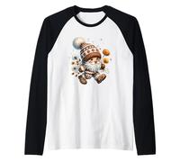 Floral Dandelion Flower GNOME In Knitting Outfit For Grandma Camiseta Manga Raglan
